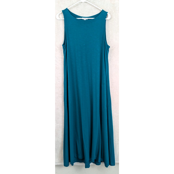 J.Jill sz MP Maxi Midi length Dress sleeveless tank teal knit stretchy 2529 - Picture 1 of 6